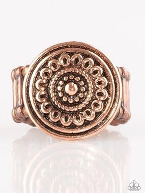 Seasonal Shine Copper Ring Fashion Jewelry Paparazzi Concentric Medallion Ring